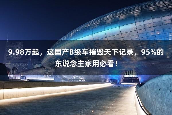 9.98万起，这国产B级车摧毁天下记录，95%的东说念主家用必看！