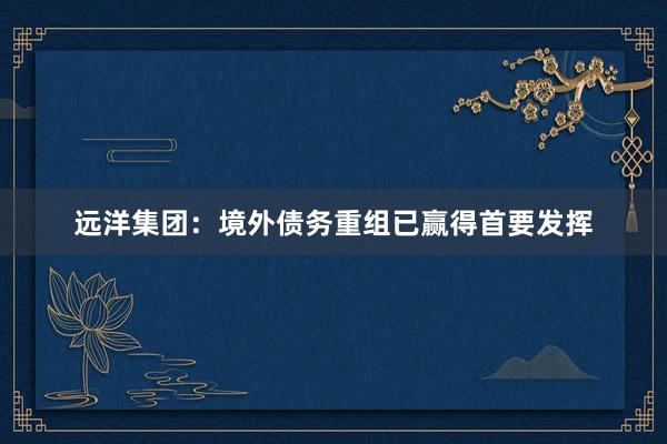 远洋集团：境外债务重组已赢得首要发挥