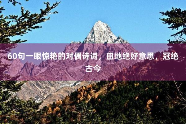 60句一眼惊艳的对偶诗词，田地绝好意思，冠绝古今